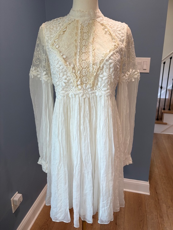 Free People Dresses & Skirts - Free People Lou Lou Babydoll Dress NWT Ivory Lace Open Back Size 8